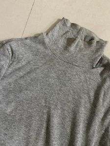 Gray Turtleneck Top