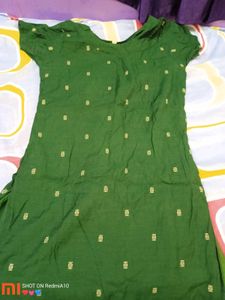 Green Kurti with Gold Embroidery
