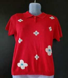 Red floral Tops