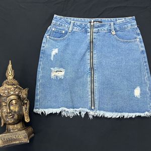 FRONT ZIP DENIM SKIRT