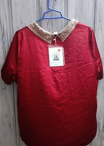 Korean Loose Fit Top In Red Colour