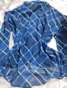 Blue Plaid Button-Up Shirt