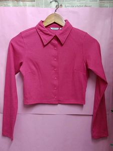 Pink Ribbed Crop Top