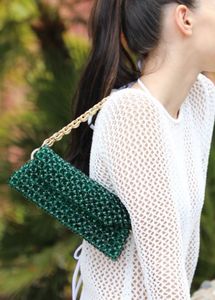 Emerald Green Aura Beaded Bag