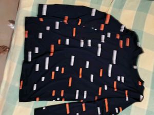 Navy Geometric Print Top