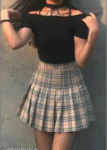 Plaid Pleated Mini Skirt