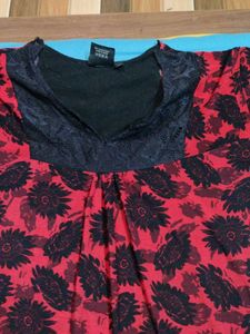 Red &amp; Black Floral Mini Dress