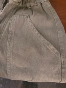 Olive Green High Waist Wide Leg Denims