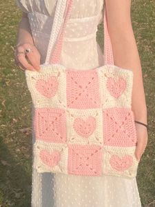 Handmade Crochet Heart Tote Bag