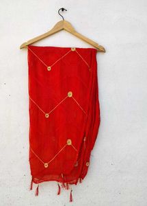 Black Kurta Set With Red Duppata