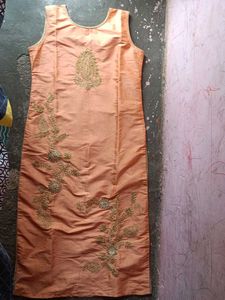 Women's Chanderi Silk Festiv  Long Kurtis