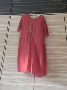 Coral Embellished Midi Dress