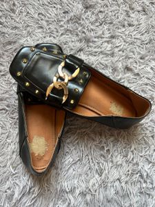 Black Chain Loafer Mules