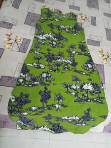 Green Print Sleeveless Dress