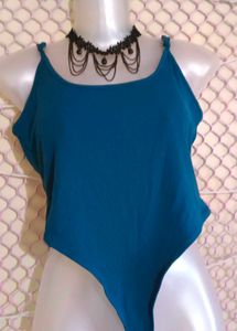 Teal Cotton Swimsuit Style Spaghetti Top