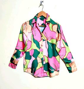 Multicolour Satin Shirt Size-36