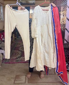 Kalidar Kurta Set With Attached Mul Cotton Inn