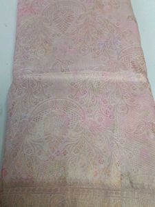 Golden pink soft silk saree