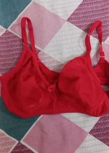 Red Colour Non Paded Bra