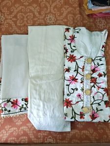Stitched Embroidered Suit With Salwar And Dupatta