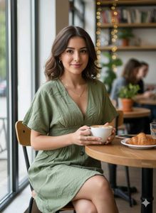 🌸 SHEIN Olive Green Button Down Dress