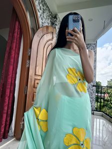 Hand Painted Chiffon Saree