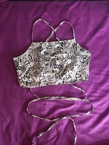 Abstract Print Wrap Crop Top