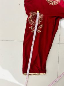 Maroon Floral Print Anarkali Dress