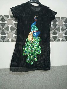 Black Peacock Sequin Dress