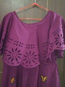 Elegant Hand Painted Design Long Frock