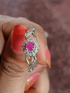 Ruby Studded Heart Shaped For Women And Girls