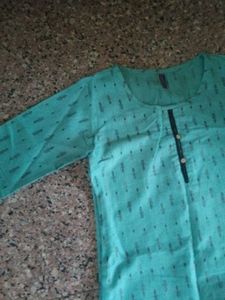 Blue Kurti with Pattern