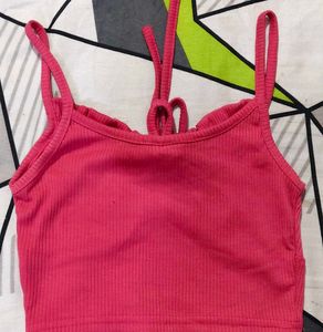 Pink Tie-Front Crop Top
