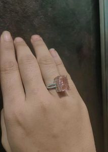 Pure 925 Silver Elegan Pink Stone Ring
