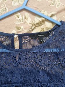 Elegant Navy Blue Lace Top
