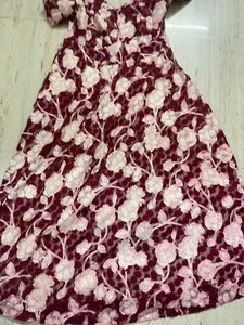 Burgundy Floral Lace Dress