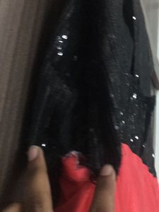 Gown, Long Black Up And Red Bottom,