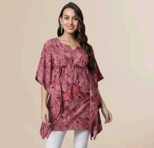 Pink Floral Print Tunic Top