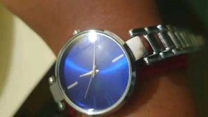 Blue Face Silver Watch