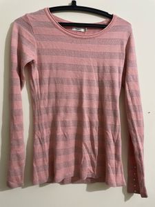 Pink Striped Long Sleeve Top