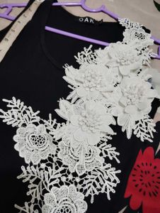 OAK Black Tank Top with Floral Lace