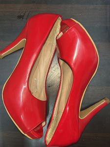Red Peep-Toe Heels