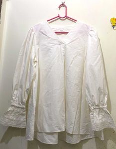 White Lace Cuff Blouse Bust 34-38