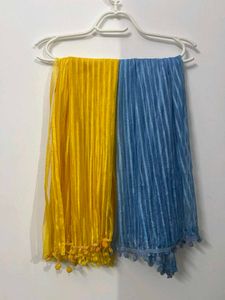 Blue &amp; Yellow Striped Dupatta combo