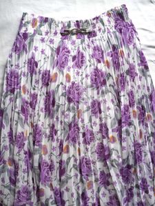 Floral Pleated Midi Skirt