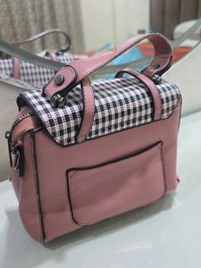 Pink Gingham Satchel Bag