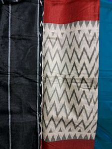 Brand New Black and White Ikat Saree