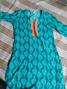 Teal Printed Kurti