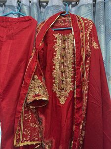 Red Embroidered Kurta Set