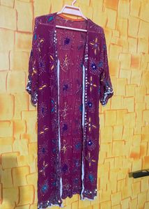 Embroidered Purple Kimono